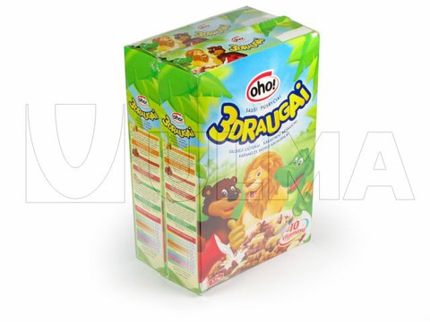 Conditionnement de lots de 2 boites de céréales avec film polyoléfine rétractable.