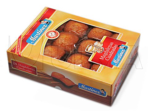 Madeleines conditionnées en flow pack avec film rétractable