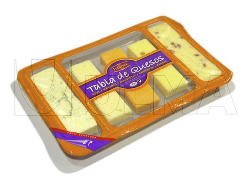 Conditionnement de fromage tranché  en barquette operculée sous atmosphère modifiée (MAP)