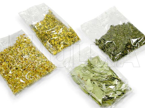 Conditionnement en sachet à soufflet de fleurs et herbes séchées pour infusion sur une ensacheuse verticale (VFFS)