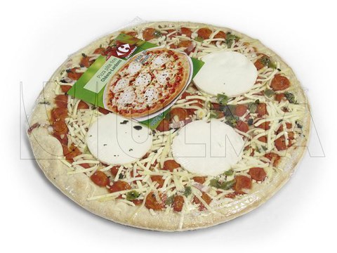 Conditionnement de pizza surgelée en flow pack avec film retractable