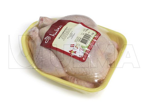 Conditionnement de poulet entier en flow pack (hffs) avec film barrière retractable (BDF)