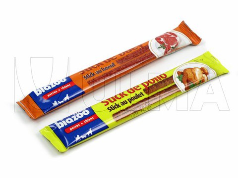 Conditionnement de nourriture pour animaux en Flow Pack.