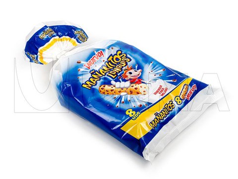 Emballage flow pack (hffs) de brioches aux pépites de chocolat