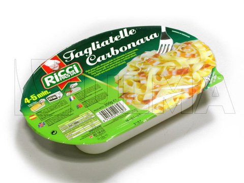 Conditionnement de Pâtes précuites en barquette rigide operculée.