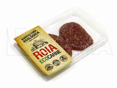 Emballage de steaks hachés en operculage skin.