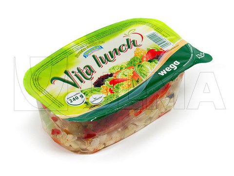 Salade verpakt met traysealer