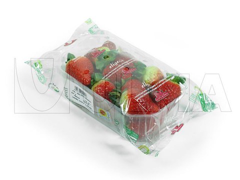 Tray aardbeien verpakt met flowpacker