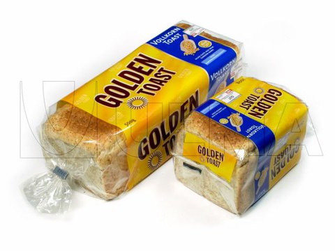Gesneden brood verpakt in flow pack wrapper.