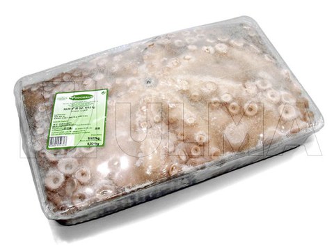 Bevroren hele inktvis in tray verpakt met flowpacker