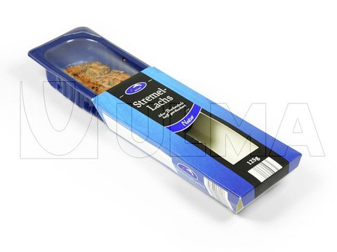 Gekookte zalm verpakt met thermoformer