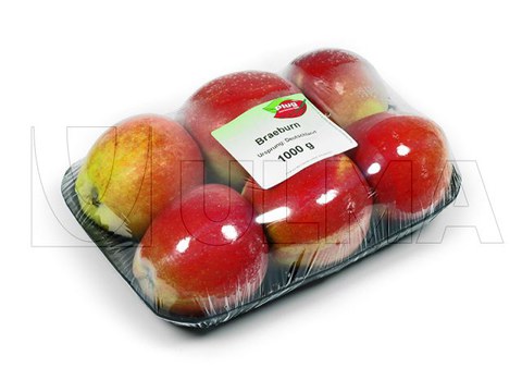 Tray appels verpakt met rekfolie