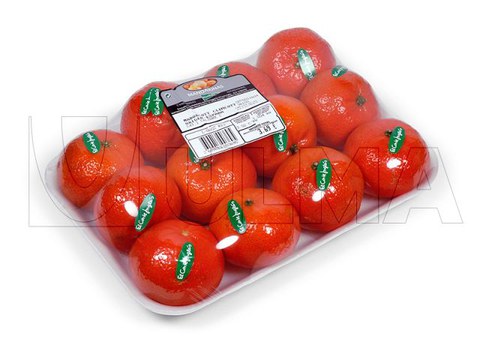 Tray mandarijnen verpakt met rekfolie