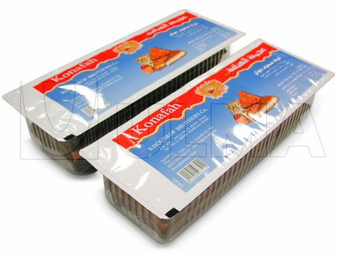 Industriële bakkerijverpakking op dieptrekmachine met rigide folie en onder MAP