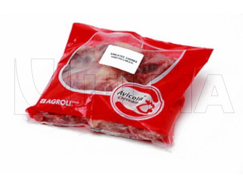 Verse stukken kip MAP verpakt in gelamineerde folie door VFFS machine