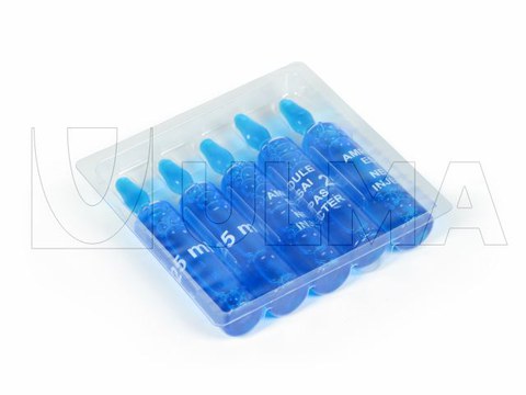 Vaccinnatie flacon in thermoforming met stevige folie