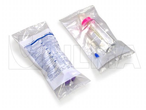 LV infusiefles verpakt in flow pack wrapper (HFFS)